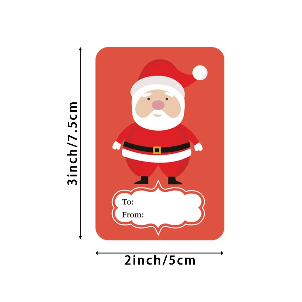 250Pcs Per Roll Santa Cartoon Elk Sticker Christmas Gift Tag Stickers Designs For Presents Wrapping Paper And Envelope Sticker (Online Order Only)