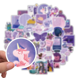 10/30/50PCS Cute Cartoon Purple INS Style Girl Graffiti Stickers Laptop Snowboard Luggage Fridge DIY Decal Kid Toy Cool Sticker (ONLINE ORDER ONLY)