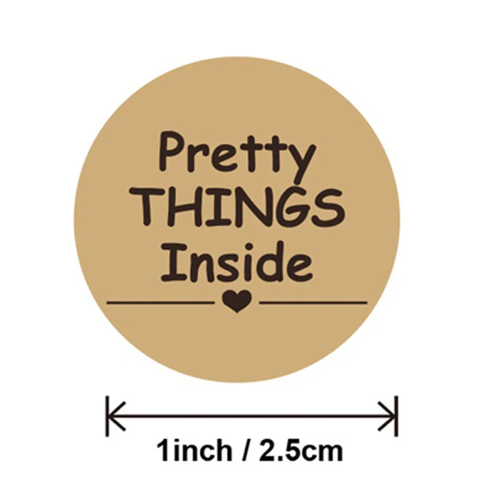 100-500pcs Round Paper Pink Pretty Things Inside Stickers Gold Thank You Stickers For Small Business Packaging Seal Label (ONLINE ORDER ONLY)