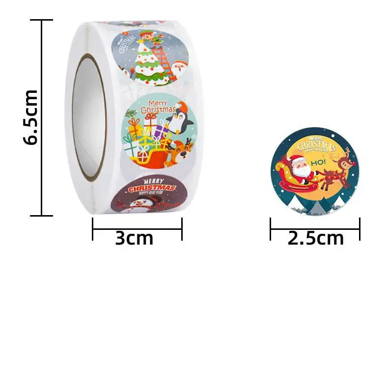 500pcs Merry Christmas Stickers Roll Round Holiday Label Stickers Christmas Envelope Stickers for Cards, Presents, Bag,Gift Box (ONLINE ORDER ONLY)
