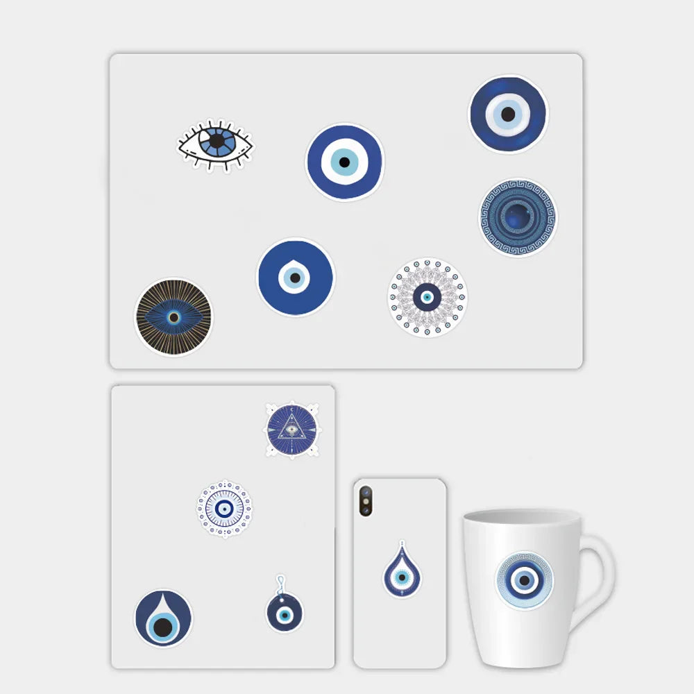 10/30/50pcs Turkish Evil Eye Graffiti Stickers Skateboard Guitar Laptop Motorcycle Luggage Bike Car Phone Cool Sticker Kid Toy (ONLINE ORDER ONLY)