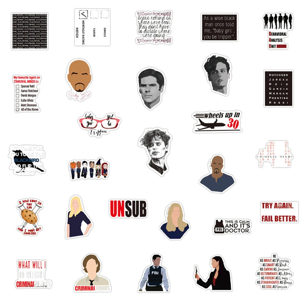 10/30/50PCS TV Show Criminal Minds Sticker Packs (ONLINE ORDER ONLY)