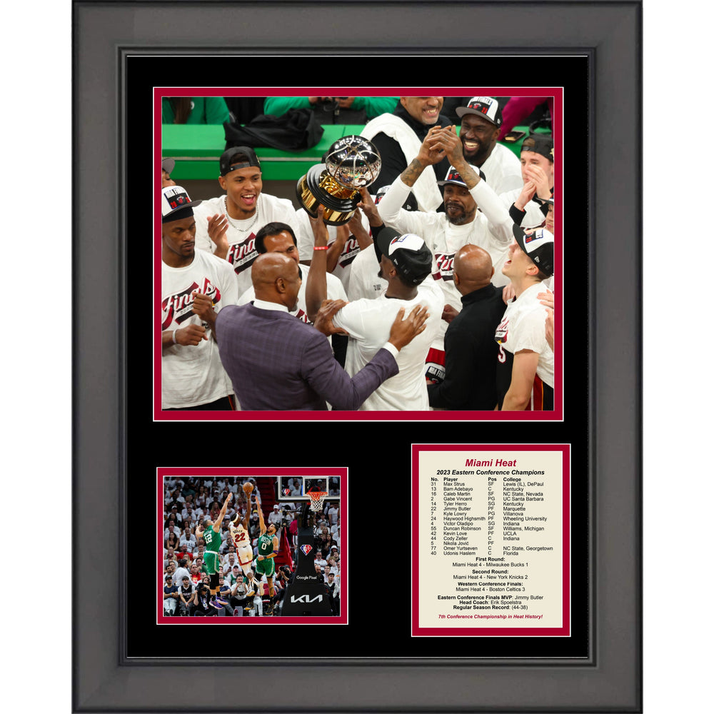 Framed Miami Heat 2023 NBA Eastern Conference Champions Basketball 11"x14" Three Photo Collage (ONLINE ORDER ONLY)