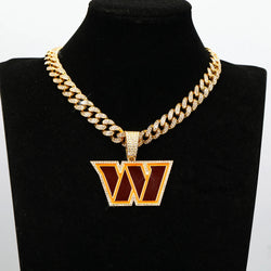 Sports Customized LOGO Pendant Necklace with Iced Out Cuban Chains for Football Fans Birthday Gifts (ONLINE ORDER ONLY)
