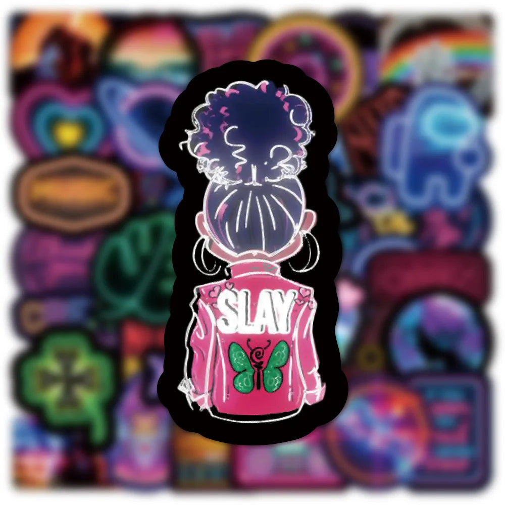 10/30/50/100PCS Cartoon Neon Light Graffiti Sticker Packs (ONLINE ORDER ONLY)
