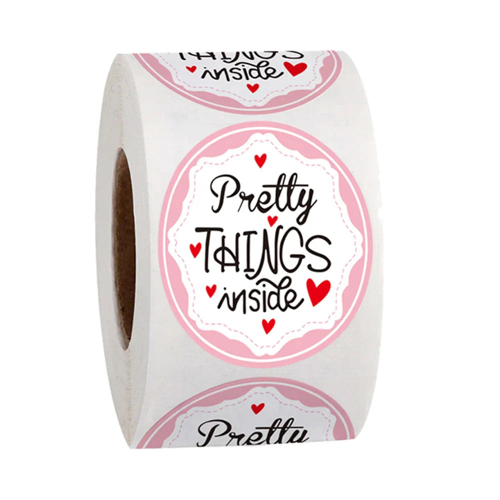 100-500pcs Round Paper Pink Pretty Things Inside Stickers Gold Thank You Stickers For Small Business Packaging Seal Label (ONLINE ORDER ONLY)