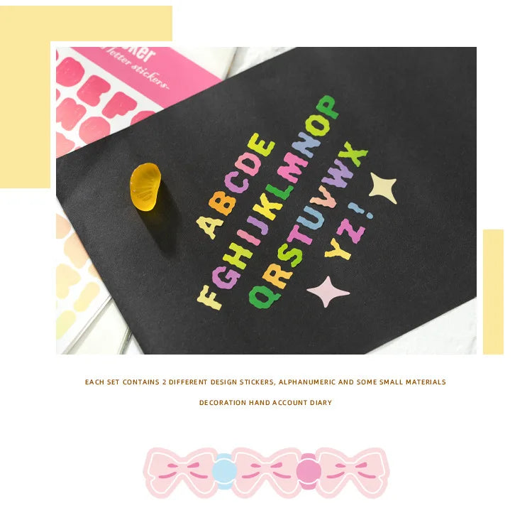 2 sheets Ins Kawaii Alphabet Letter Number Stickers Scrapbooking Decorative Sticker DIY Diary Album Stick Label Stationery (ONLINE ORDER ONLY)