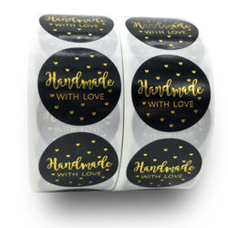 100-500pcs Black Handmade With Love 1 Inch Baking Label Wedding Sticker Party Label Decoration Envelope Seal Stationery Sticker (Online Order Only)