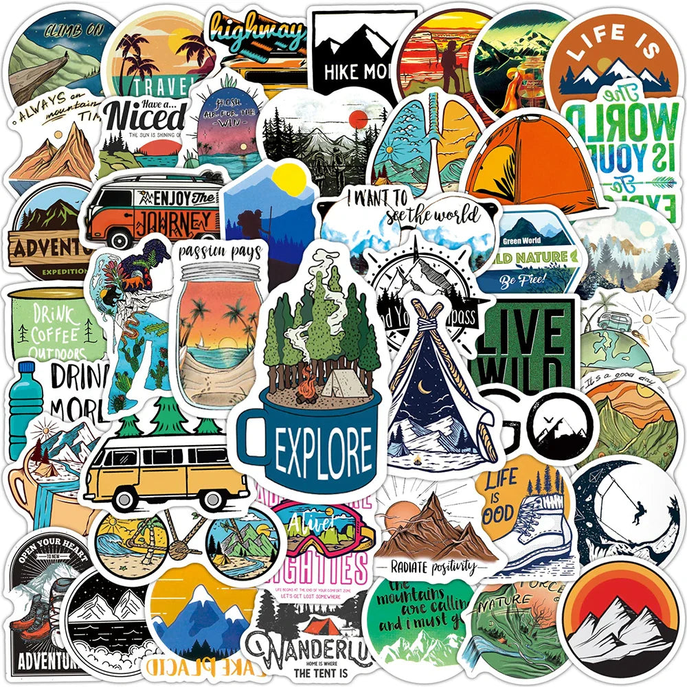 Outdoor Travel Graffiti Stickers Waterproof for Car Bike Luggage Guitar Laptop 10/30/50PCS (ONLINE ORDER ONLY)