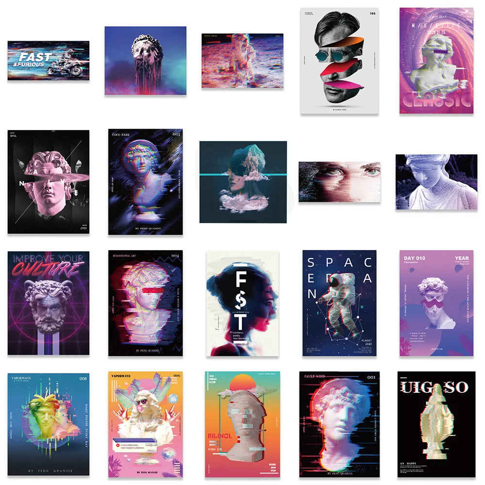 10/20/40pcs Punk Vaporwave Psychedelic Sticker Packs (ONLINE ORDER ONLY)
