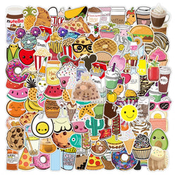 Cute Food Cartoon Stickers for Laptop, Phone, Water Bottle, Bike, Luggage, Kid Toy Decals (10/50/100PCS) (ONLINE ORDER ONLY)