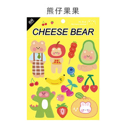 Kawaii Cheese Bear Stickers Scrapbooking Decorative Sticker Korean DIY Diary Album Stick Label School Stationery (Online Order Only)