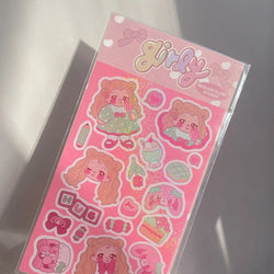 Cute Little Girl Laser Sticker Hand Account Material Decoration Stickers Korean DIY Diary Album Stick Label Kawaii Stationery (ONLINE ORDER ONLY)
