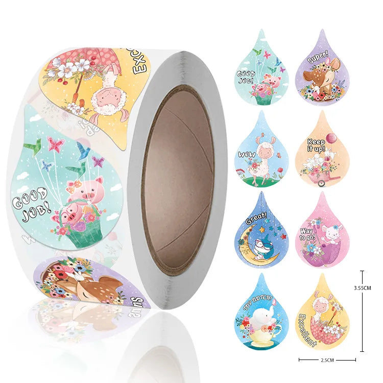 Children's Reward Stickers Inspirational Stickers Cute Animal Labels Reward Stickers Encouragement Stickers Eight Patterns A Rol (Online Order Only)