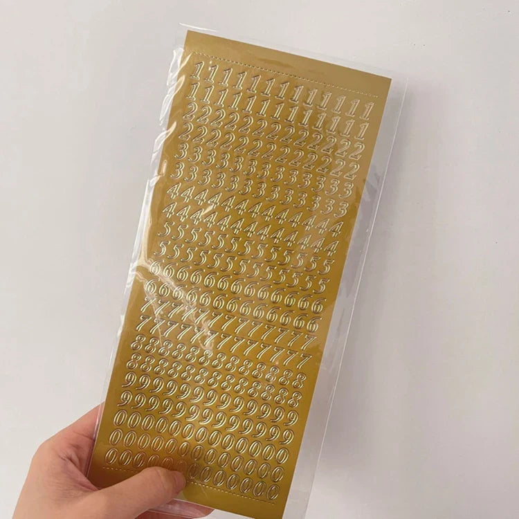 Stamping Gold Silver Number Stickers Korean Ins Hand Account Photo Album Creative DIY Deco Material Stickers Stationery (Online Order Only)