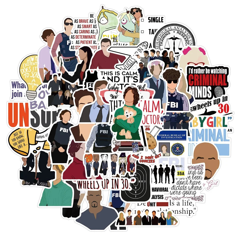 10/50PCS Classic TV Show Criminal Minds Stickers Laptop DIY Motorcycle Luggage Phone Guitar Skateboard Cool Sticker Decals Toys (ONLINE ORDER ONLY)
