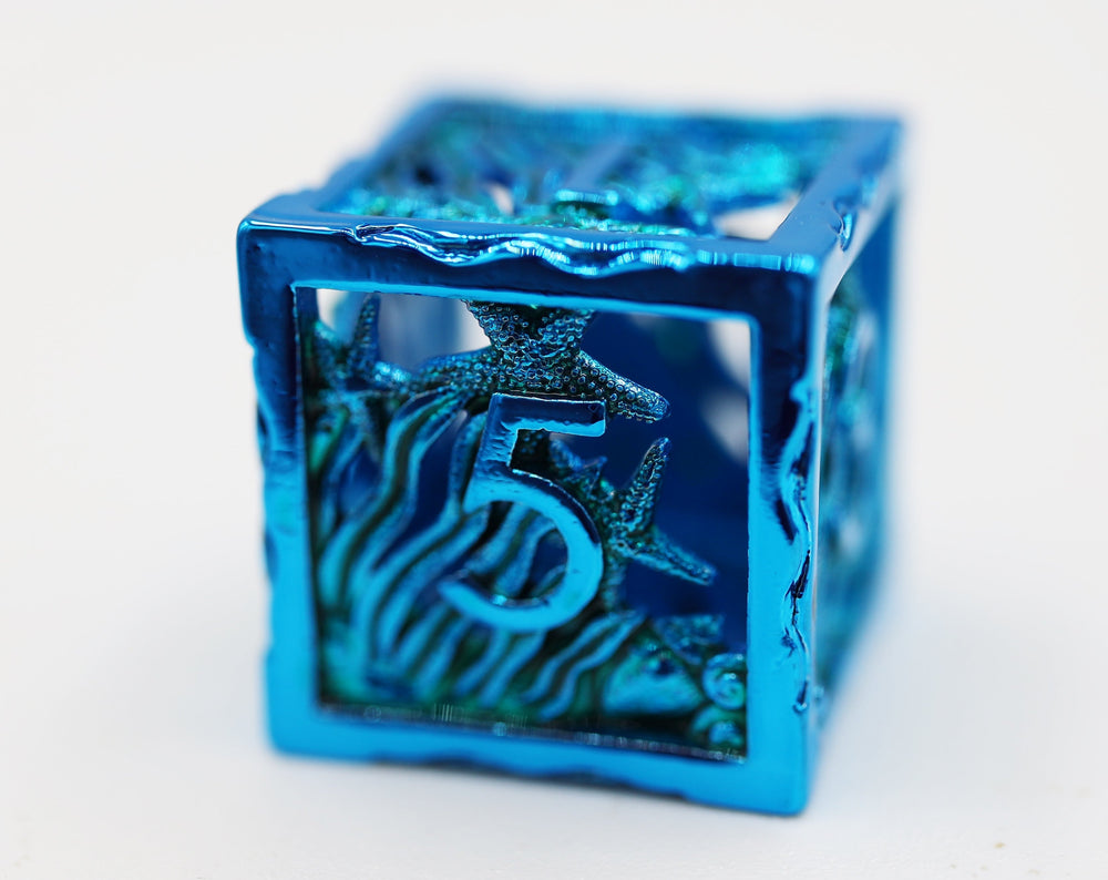 Seascape: Electro Blue - Hollow Metal RPG Dice Set (ONLINE ORDER ONLY)