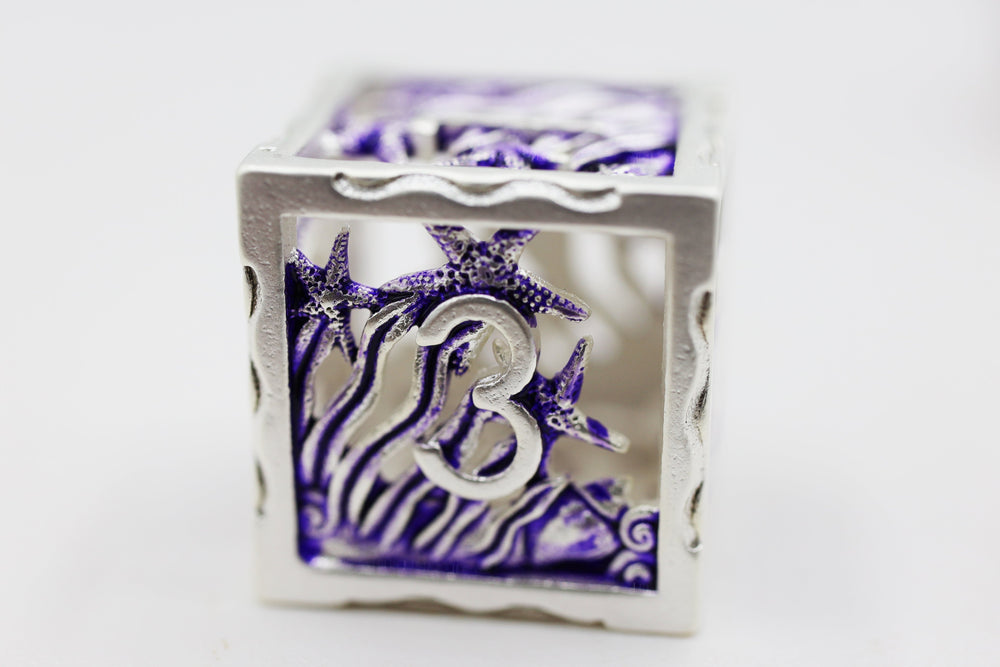 Seascape: Silver & Purple - Hollow Metal RPG Dice Set (ONLINE ORDER ONLY)