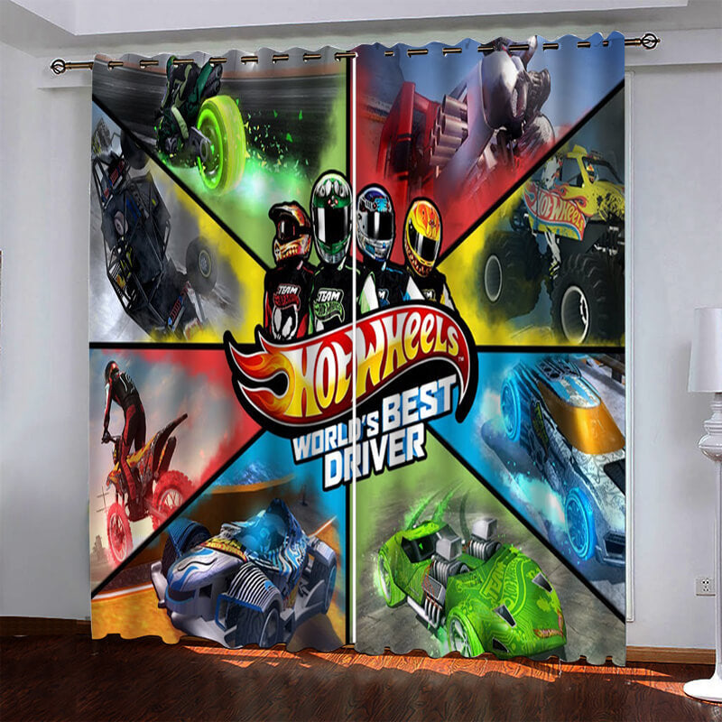 Hot Wheels Pattern Curtains Blackout Window Drapes (Online Order Only)
