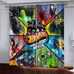 Hot Wheels Pattern Curtains Blackout Window Drapes (Online Order Only)