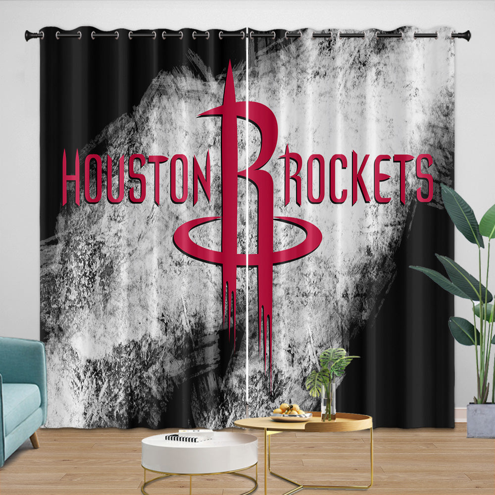 Houston Rockets Curtains Blackout Window Drapes Room Decoration (Online Order Only)