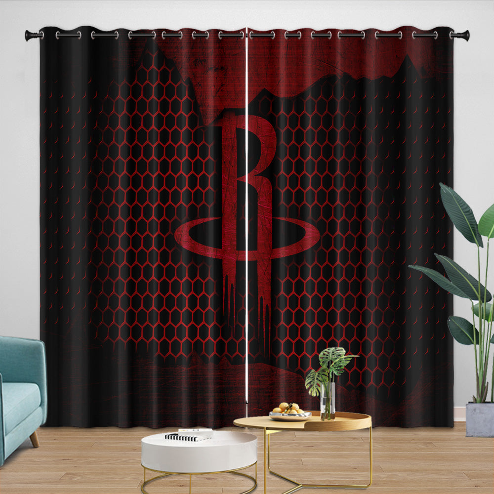 Houston Rockets Curtains Blackout Window Drapes Room Decoration (Online Order Only)