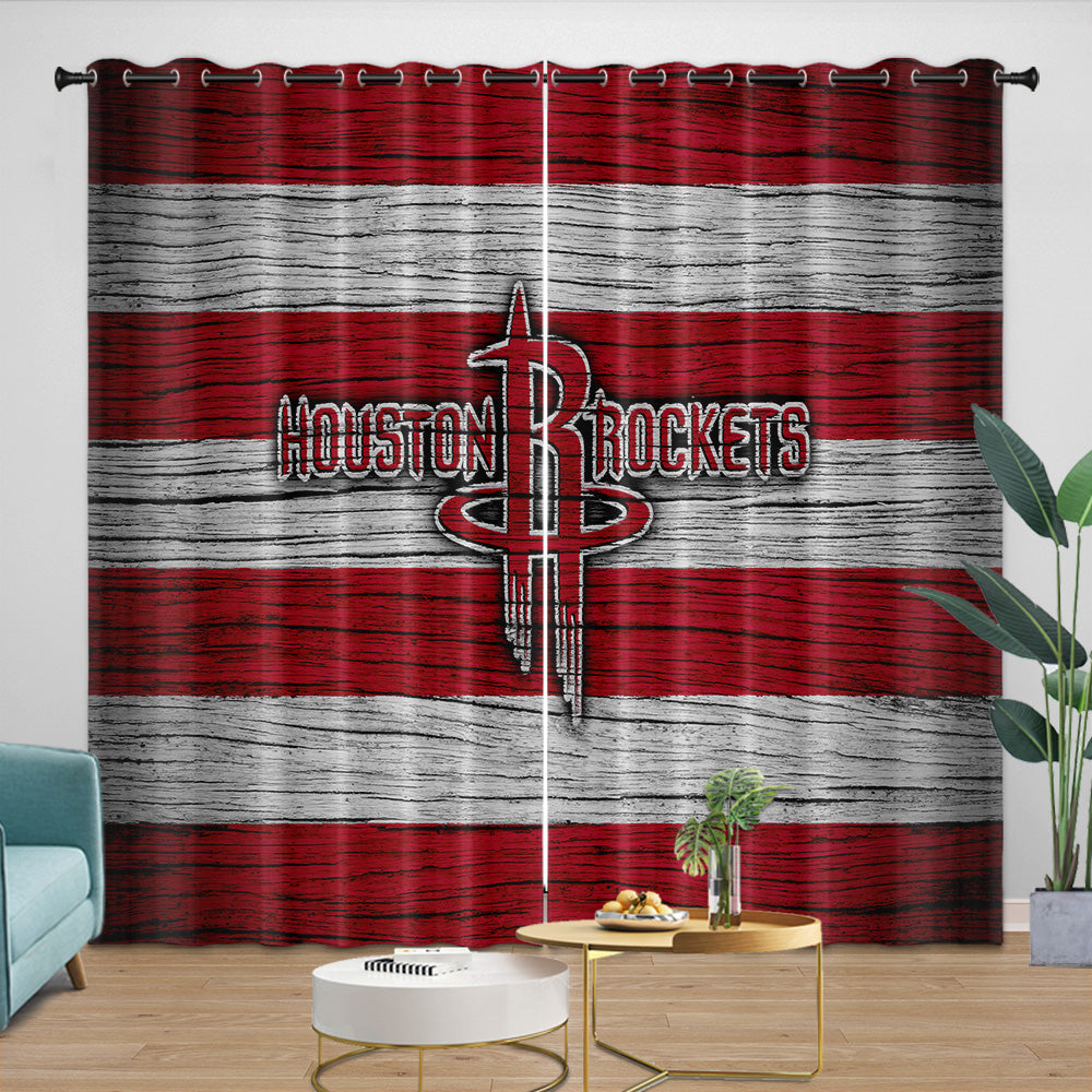 Houston Rockets Curtains Blackout Window Drapes Room Decoration (Online Order Only)