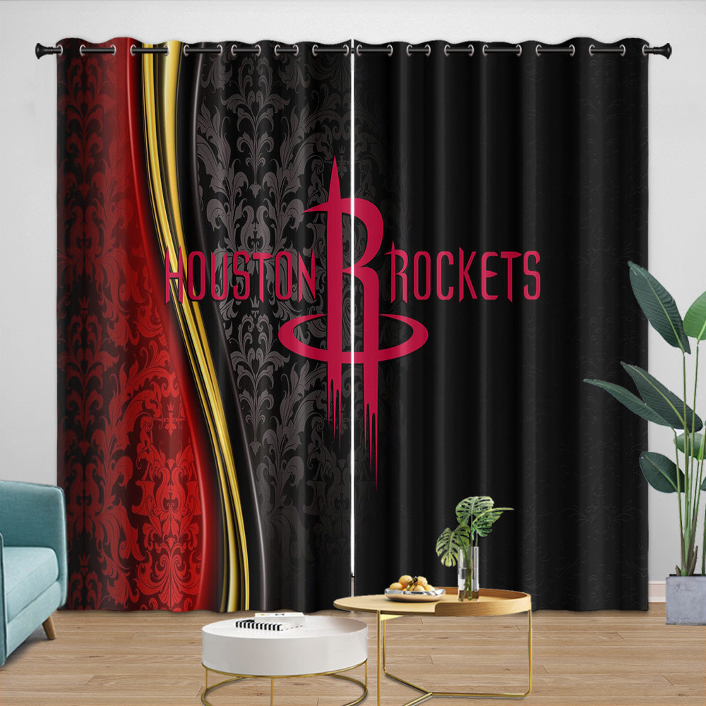 Houston Rockets Curtains Blackout Window Drapes Room Decoration (Online Order Only)