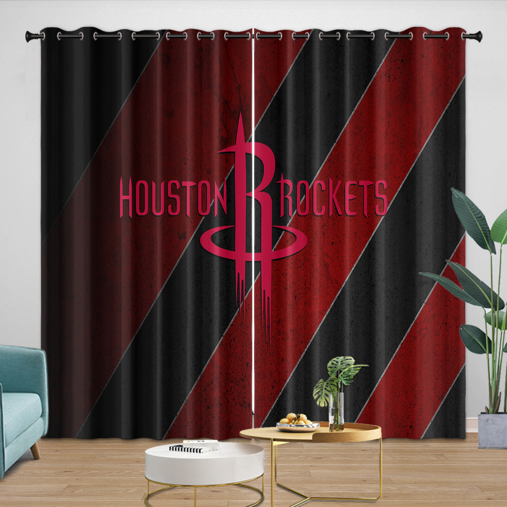 Houston Rockets Curtains Blackout Window Drapes Room Decoration (Online Order Only)