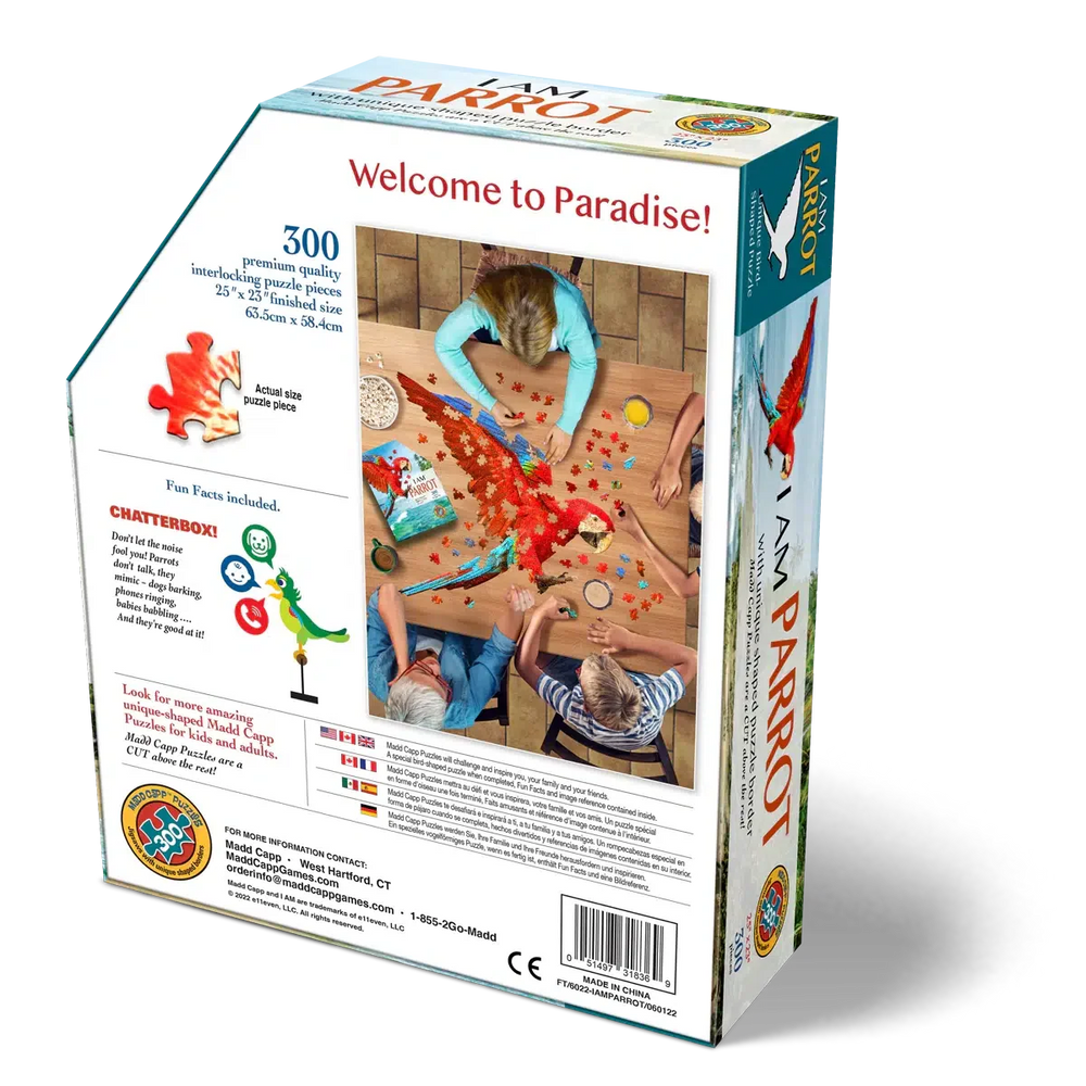 I Am Parrot 300 Piece Bird Shaped Jigsaw Puzzle Madd Capp