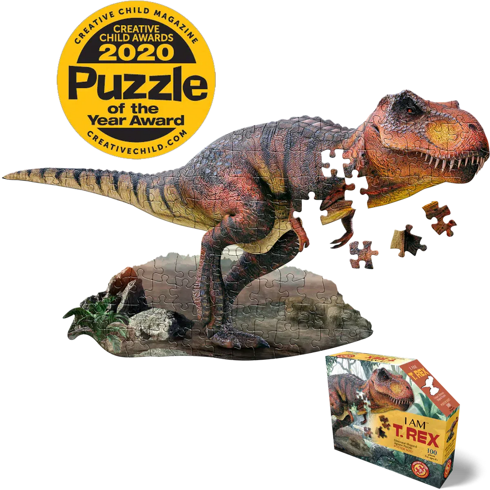 I Am T. Rex 100 Piece Dinosaur Shaped Jigsaw Puzzle Madd Capp