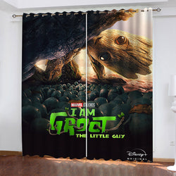 I Am Groot Curtains Pattern Blackout Window Drapes (Online Order Only)