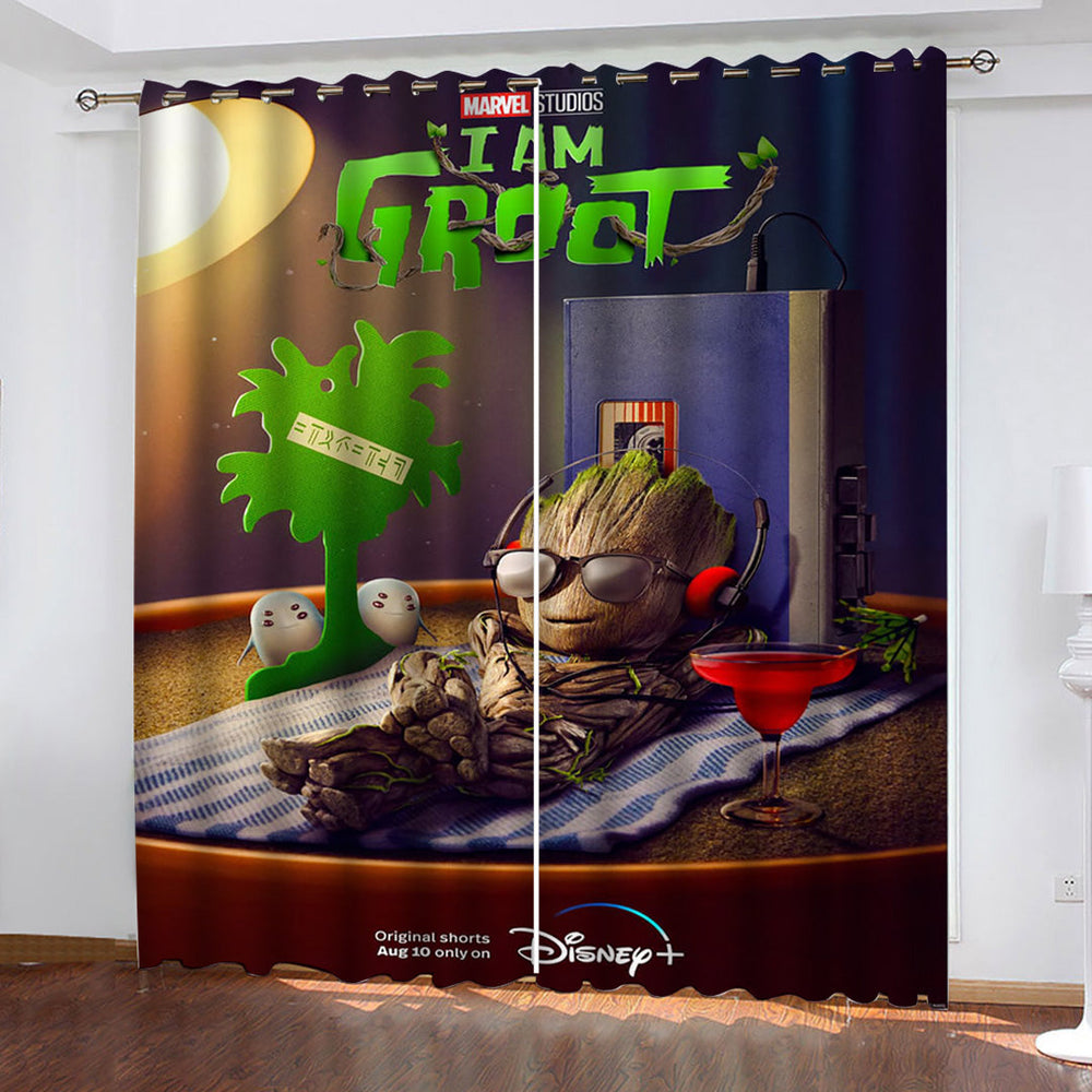 I Am Groot Curtains Pattern Blackout Window Drapes (Online Order Only)