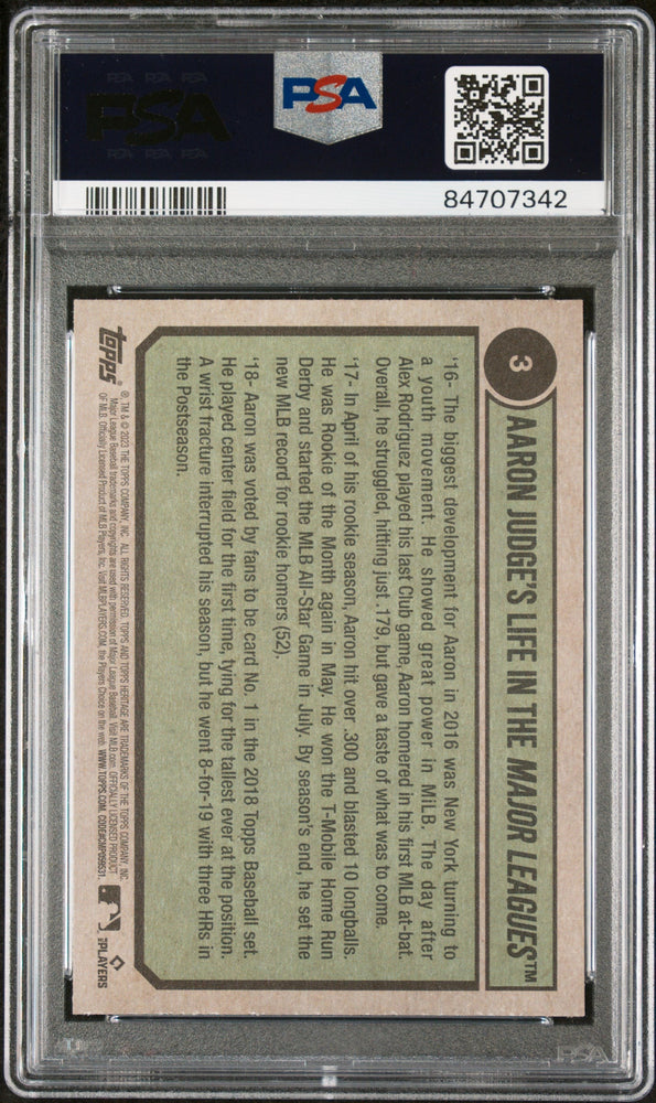 2023 TOPPS HERITAGE AARON JUDGE TRIBUTE  #3 - PSA 10 (Online Order Only)