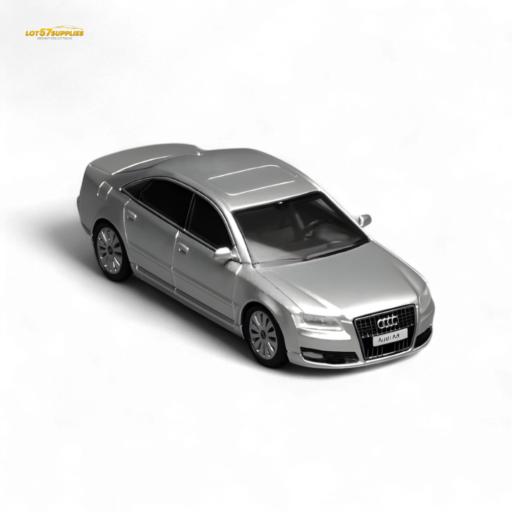 (Pre-Order) Motorhelix 2008 Audi A8 D3 Facelift - Ice Silver Metallic 1:64 (ONLINE ORDER ONLY)