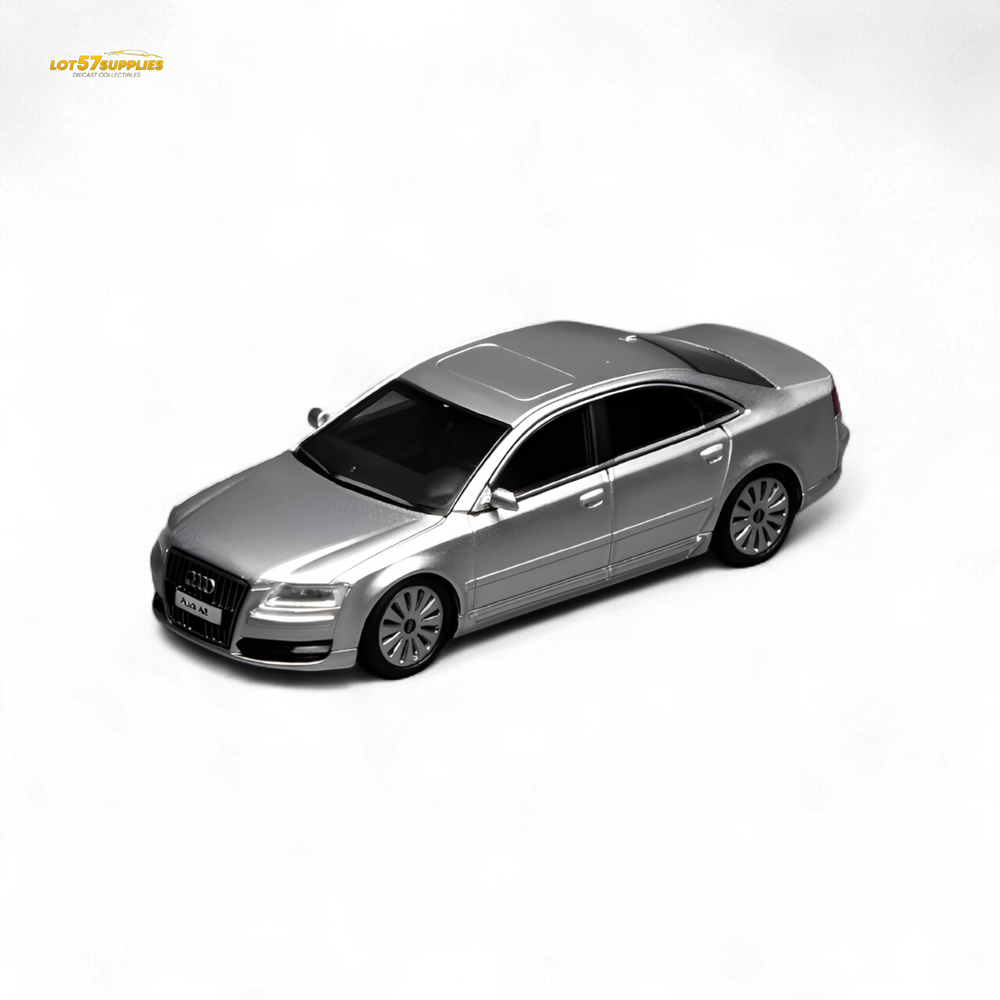 (Pre-Order) Motorhelix 2008 Audi A8 D3 Facelift - Ice Silver Metallic 1:64 (ONLINE ORDER ONLY)