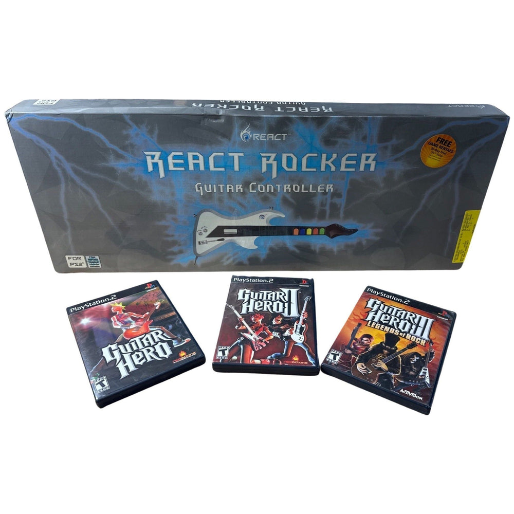 React Rocker PS2 Guitar Controller with Guitar Hero 1,2 and 3 Video Games - PlayStation 2 (Online Order Only)