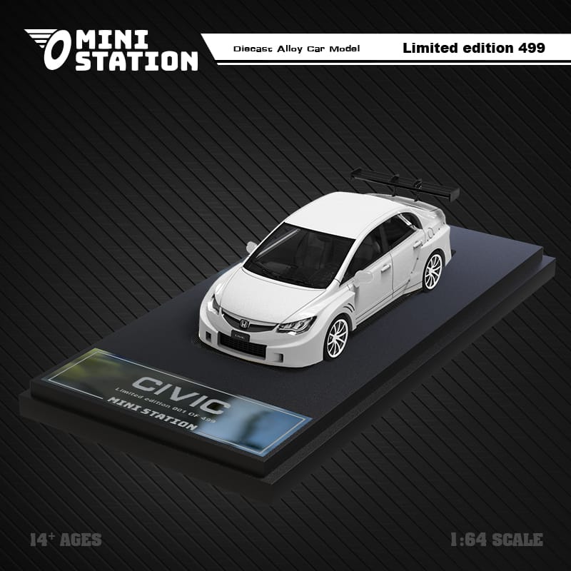 Mini Station Honda Civic FD2 White Widebody 1:64