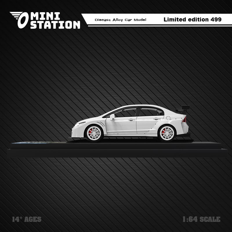 Mini Station Honda Civic FD2 White Widebody 1:64