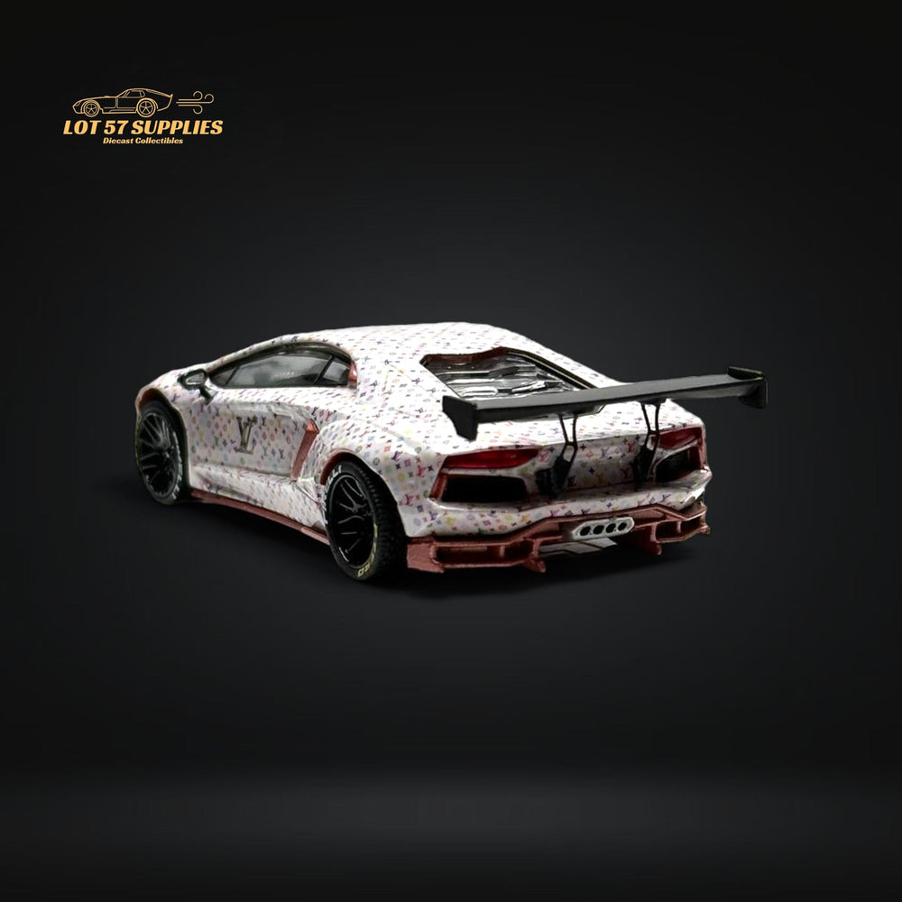 King Model Lamborghini Aventador LP700-4 LB 1.0 White LV Livery 1:64 (ONLINE ORDER ONLY)