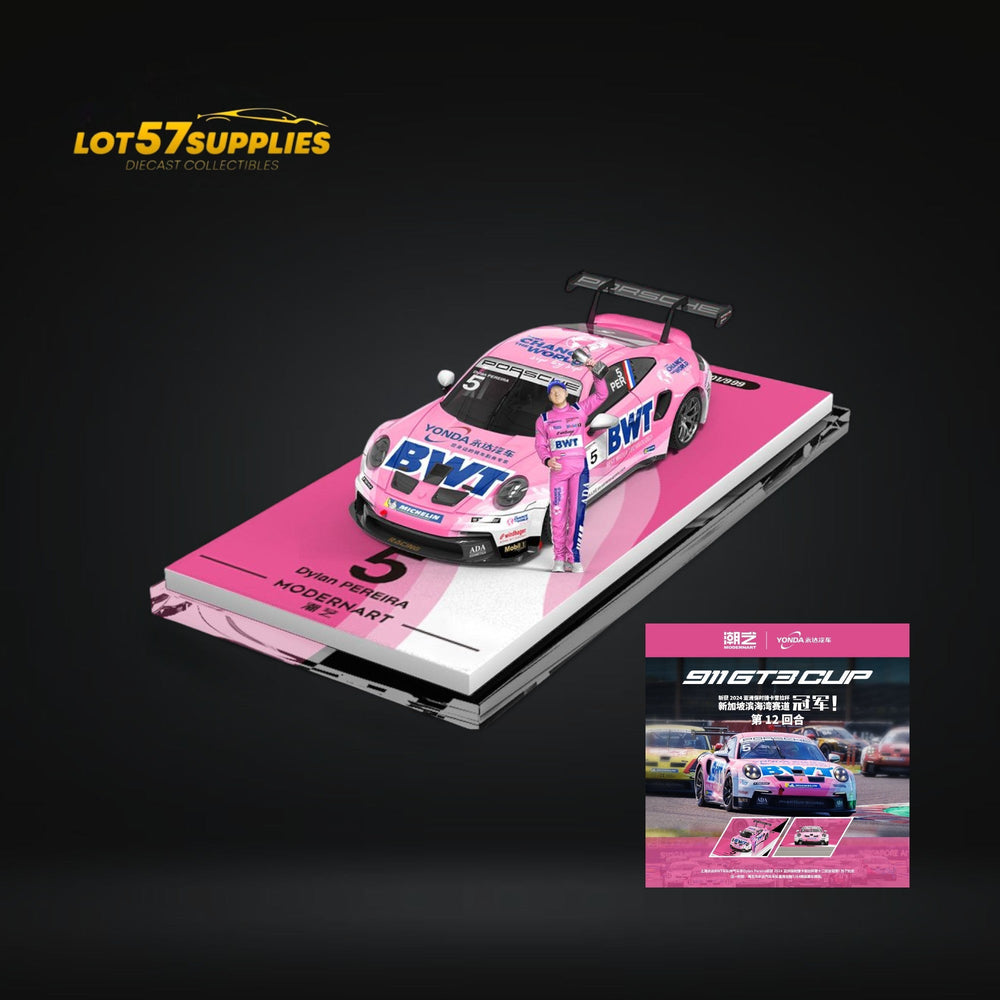 ModernArt Porsche 911 GT3 Cup-Yonda BWT Pink livery w/ figure 1:64 (ONLINE ORDER ONLY)