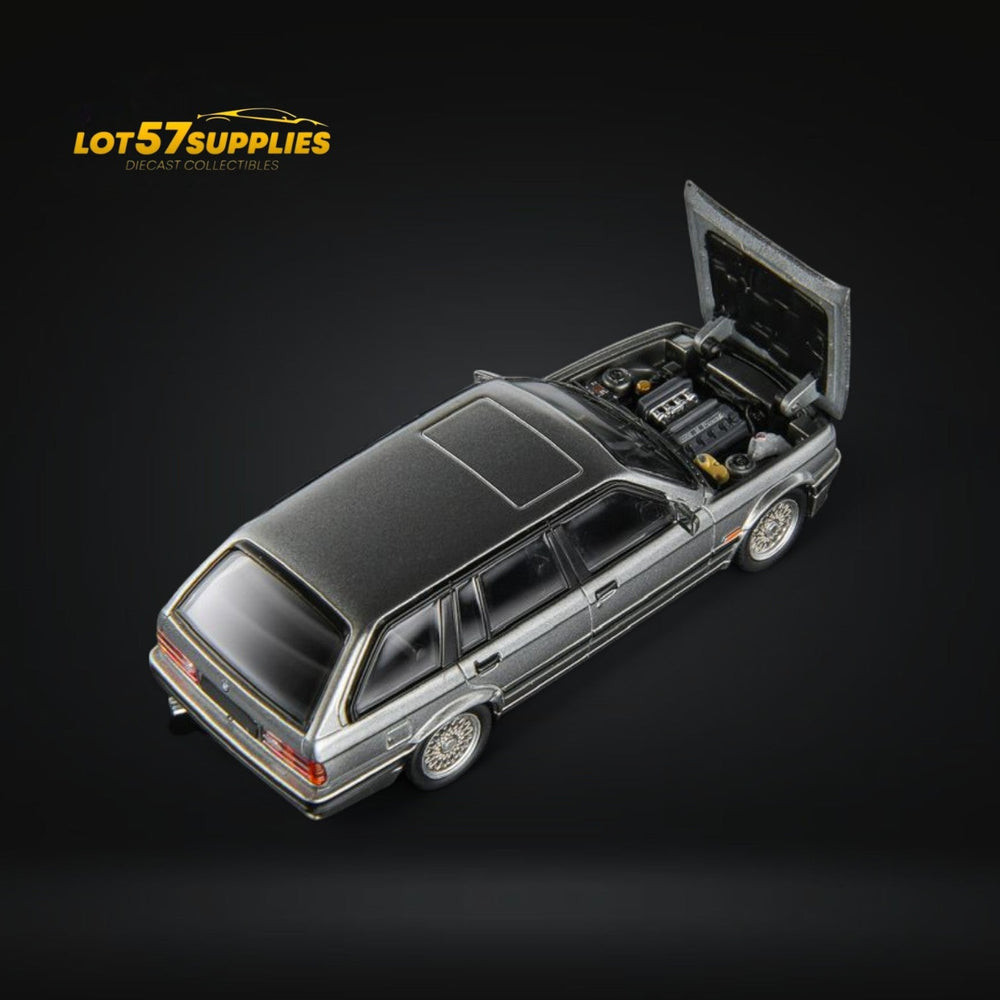 Mortal BMW E30 Touring Wagon in Silver Grey w/ Openable Hood 1:64 (ONLINE ORDER ONLY)