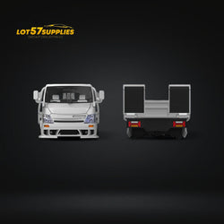 TimeMicro Hino 300 Flatbed Transport Trailer FNF Silver Blue Livery 1:64 (ONLINE ORDER ONLY)