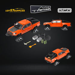 (Pre-Order) GCD Toyota TACOMA SNOW VERSION in Orange Red & 3PMSF Tires 1:64 (ONLINE ORDER ONLY)