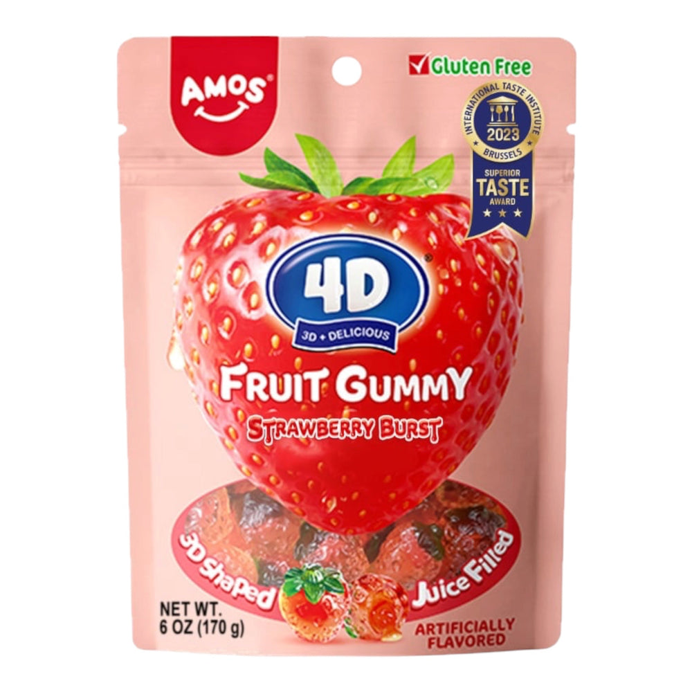 AMOS 4D Fruit Gummy Strawberry (6oz) (ONLINE ORDER ONLY)