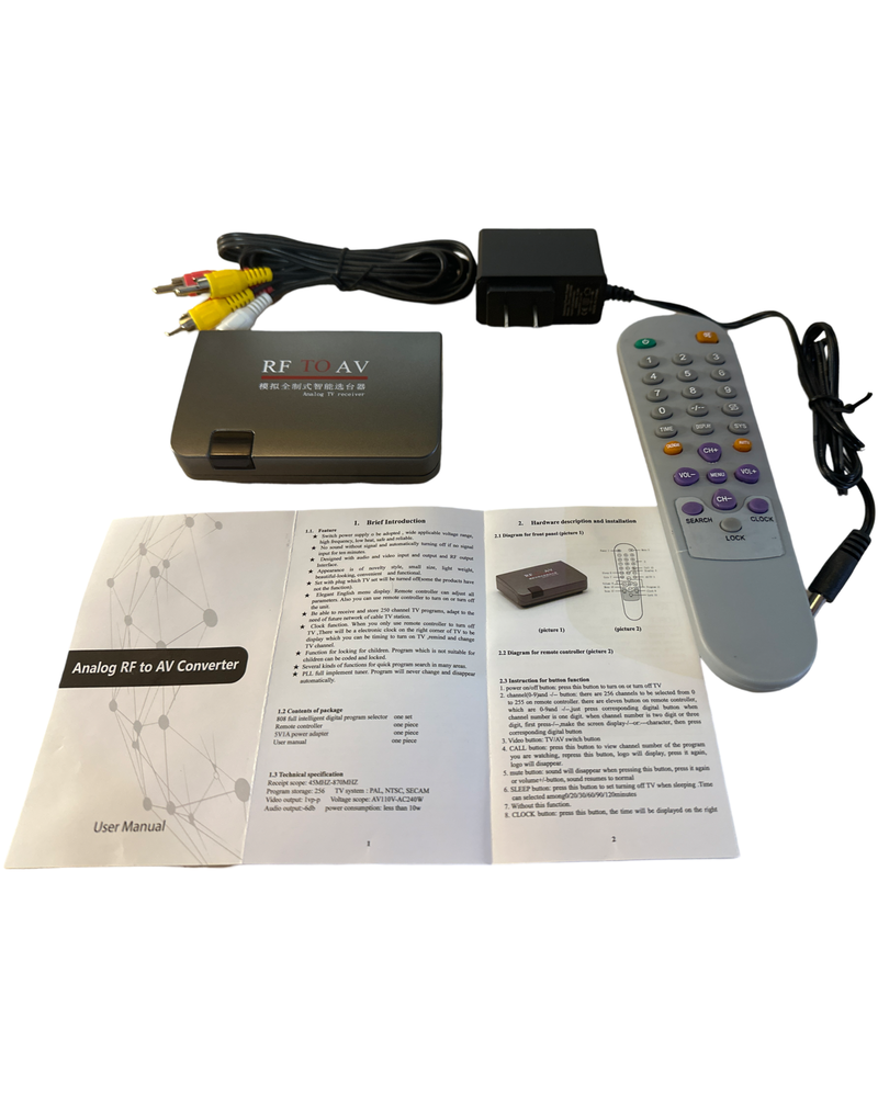 RF to AV Analog TV Receiver Converter Modulator Power Adapter w/AV Cable (Online Order Only)