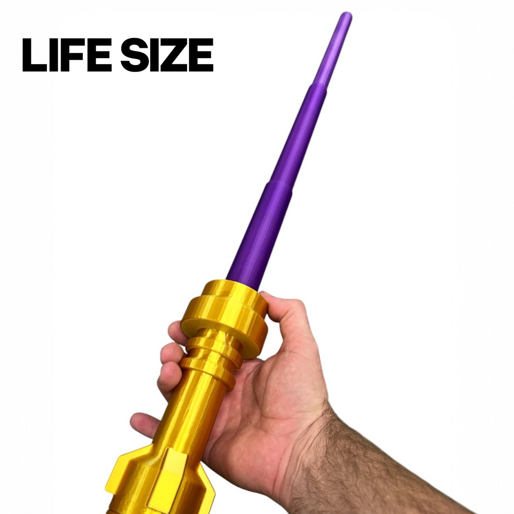 Life-Size Royal Fusion Brick Blade — Gold Finish with Retractable Purple Blade