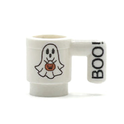 Boo! Ghost w/ Pumpkin Mug for Minifigs - B3 Customs (Online Order Only)