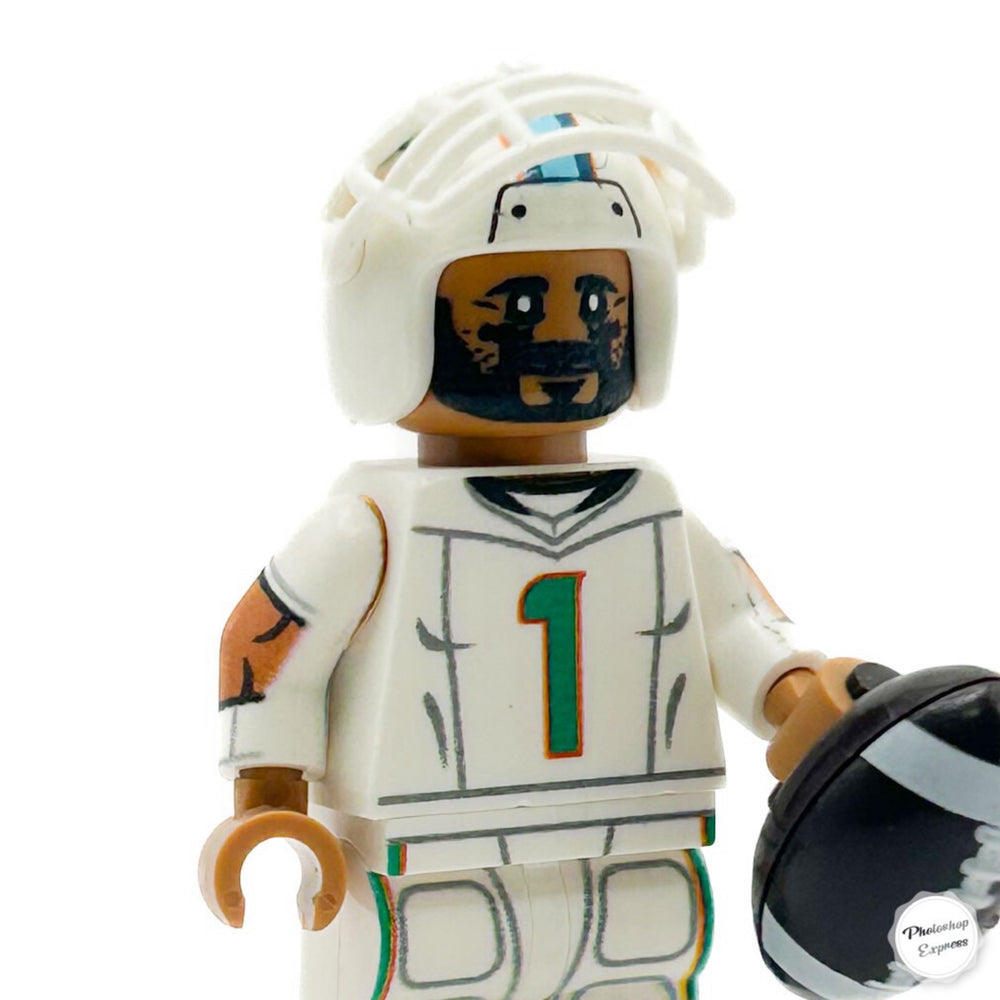 #1 QB Tua Dolphins Football Player Minifig - B3 Customs