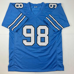 Facsimile Autographed Lawrence Taylor UNC North Carolina Blue Reprint Laser Auto College Football Jersey Size Men's XL (ONLINE ORDER ONLY)